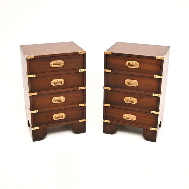 Antique Military Campaign Style Bedside Chests, 1930, Set of 2 For Sale - Image 11 of 11