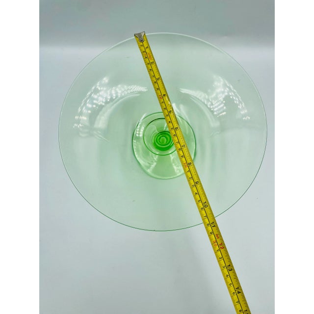 Early 20th Century Old Uranium Vaseline Glass Pedestal Centerpiece Compote For Sale - Image 11 of 13