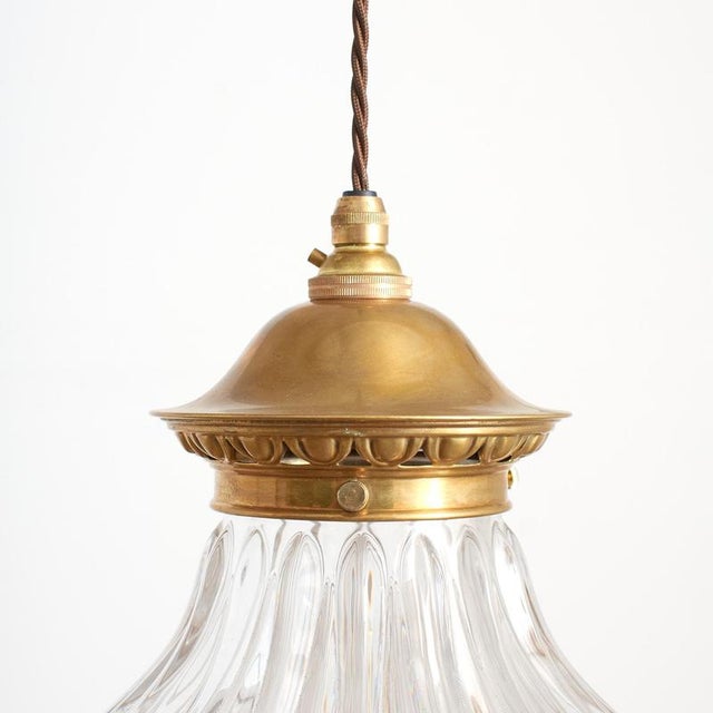 1950s Vintage Reclaimed Holophane Glass Pendant Light, 1950s For Sale - Image 5 of 6