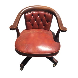 Kittinger Saddle Brown Executive Chair on Castors For Sale