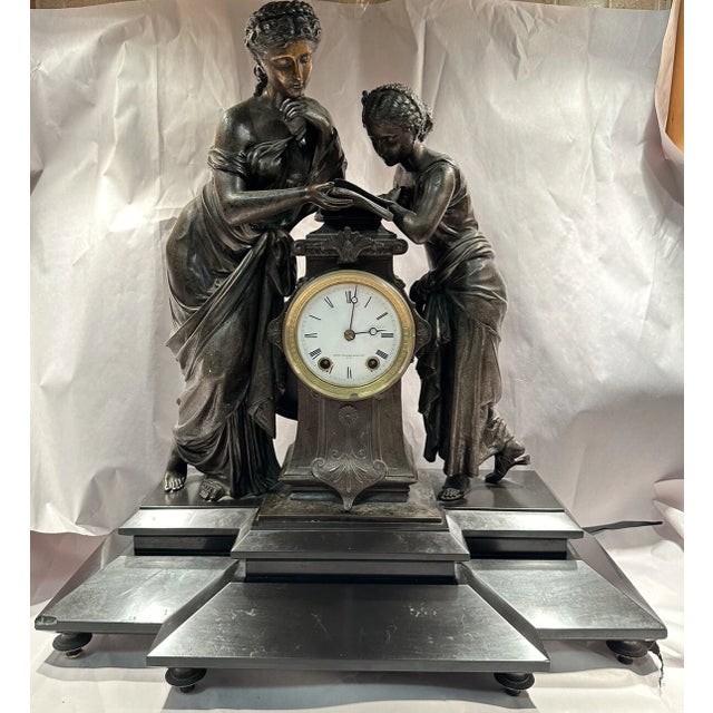 Traditional 19th Century Seth Thomas & Sons Figural Mantel Clock Model No. 8034 For Sale - Image 3 of 13