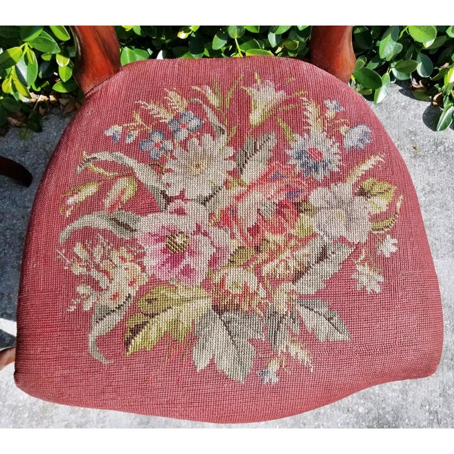 Late 19th Century American Victorian Needlepoint Parlor Side Chairs- a Pair For Sale - Image 4 of 9