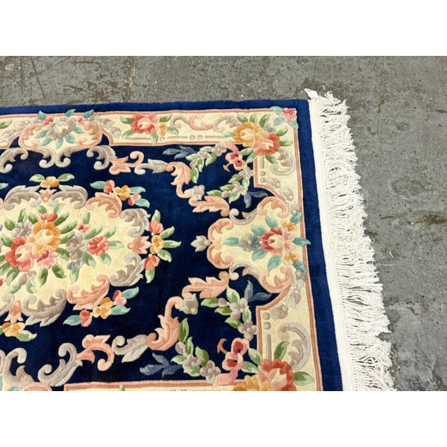 4ft × 6ft Chinese Floral Wool Area Rug, Circa 1979 For Sale - Image 12 of 12