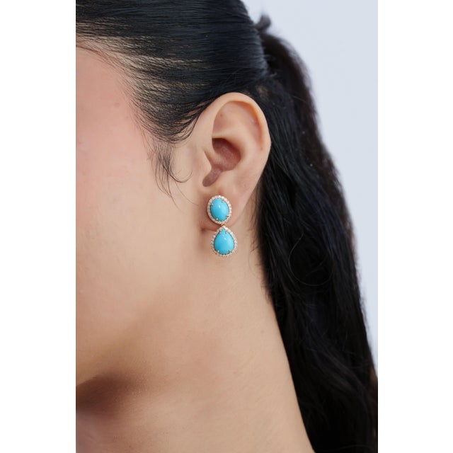 A refined take on statement jewelry, these Sleeping Beauty Turquoise earrings feature vibrant Arizona turquoise cabochons...