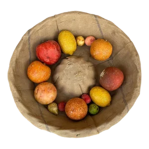 Antique Italian Honed Marble Stone Fruit W/ French Bread Basket - Lemons & More
