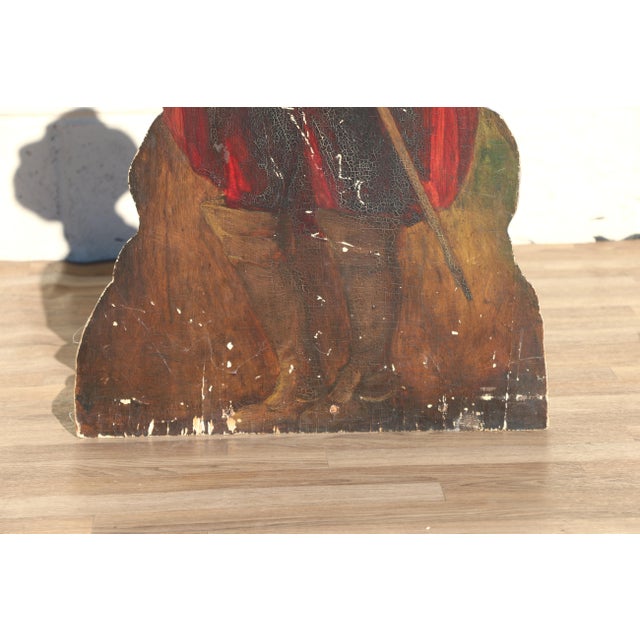 Wood Antique 1920s Hand-Painted Wooden Cavalier Figural Umbrella Stand For Sale - Image 7 of 18