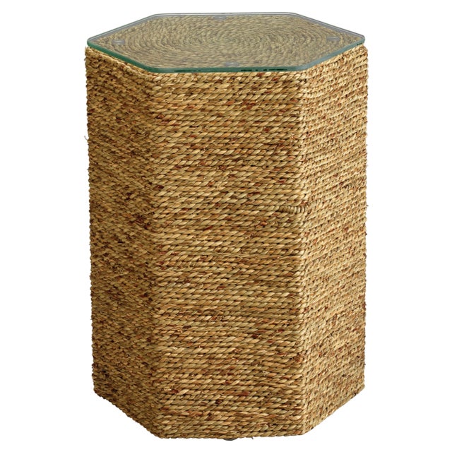 2020s Jamie Young Peninsula Seagrass & Glass Side Table For Sale - Image 5 of 5