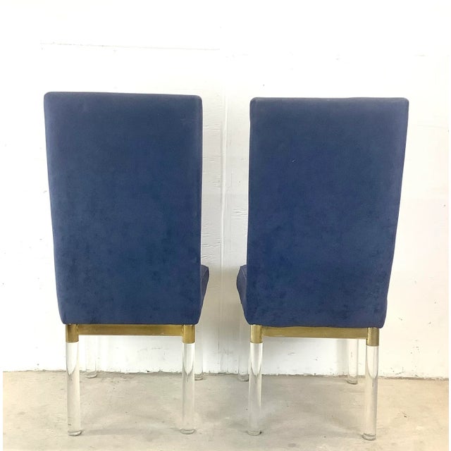Charles Hollis Jones Vintage Modern Dining Chairs W/ Lucite Legs Attr. Charles Hollis Jones- Six For Sale - Image 4 of 12