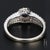 Contemporary 14k White Gold Split Shank Ring With Halo & Black Diamond Center - Size 6.75 For Sale - Image 3 of 6