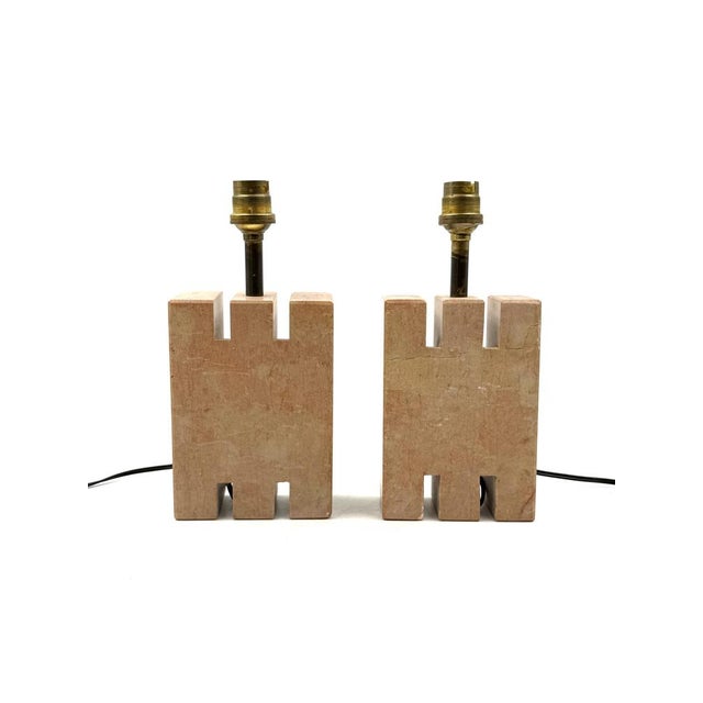 Hollywood Regency Pink Marble Table Lamps, 1970s, Set of 2 For Sale - Image 4 of 13