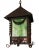 Vintage iron hanging lantern with green and red stained glass.