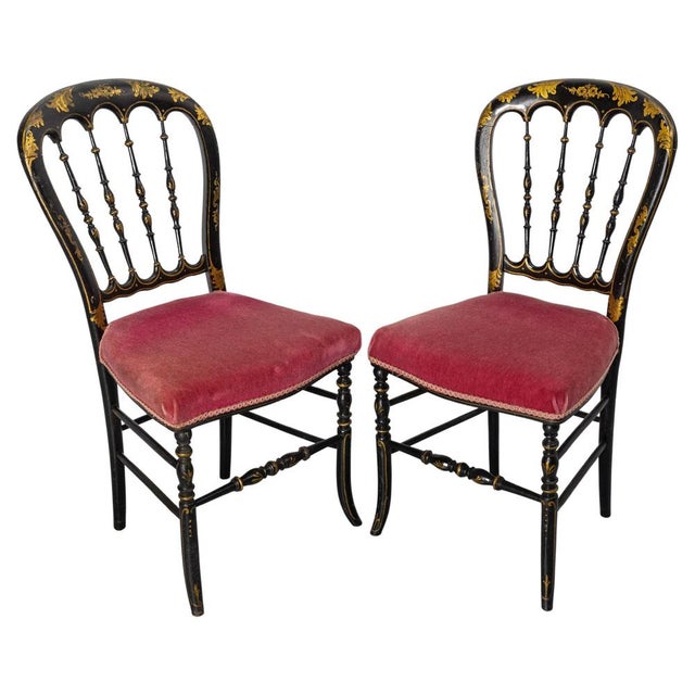 Set of Late 19th Century Napoleon III French Fabric and Painted Wood Chairs For Sale - Image 14 of 14