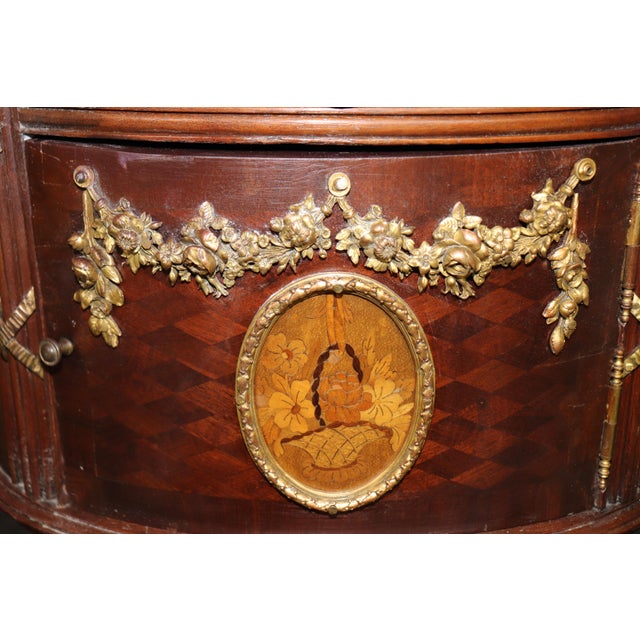 Pair of Early 20th C. French Louis XVI Bronze Mounted Marble Top Nightstands For Sale - Image 13 of 15