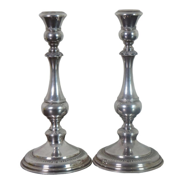 Late 20th Century Israeli Judaica Ben Zion Sterling Silver Shabbat Candle Holders - Set of 2 For Sale