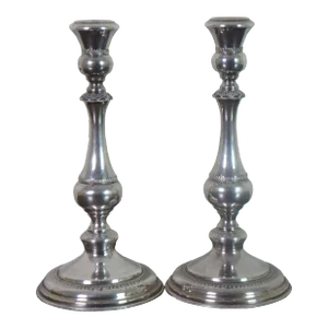 Late 20th Century Israeli Judaica Ben Zion Sterling Silver Shabbat Candle Holders - Set of 2