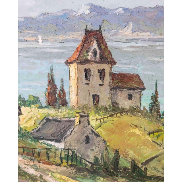 Wood Stevens, Southern European Lakeside Landscape, Oil on Canvas, Mid-20th Century For Sale - Image 7 of 10