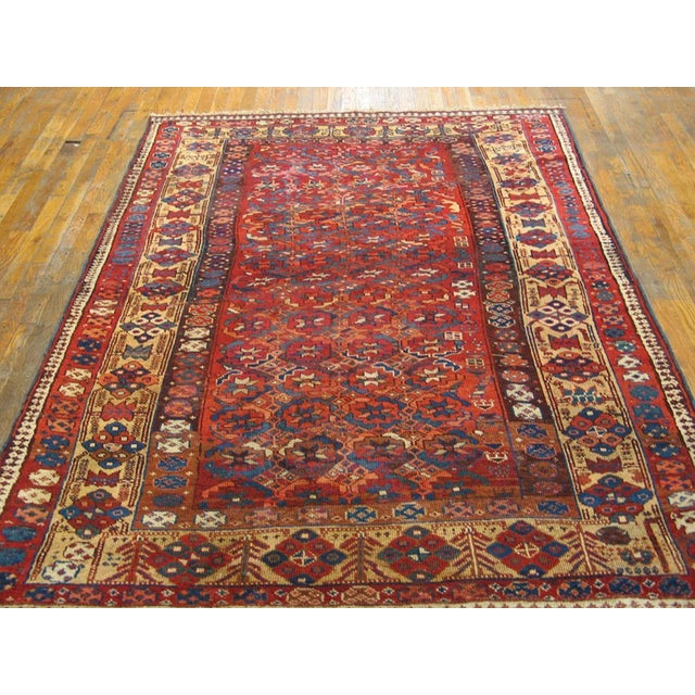 19th Century W. Persian Kurdish Carpet ( 5'3" x 8' - 160 x 245 ) Antique Kurdish Persian Coral 1870s Rug, Circa Date:...