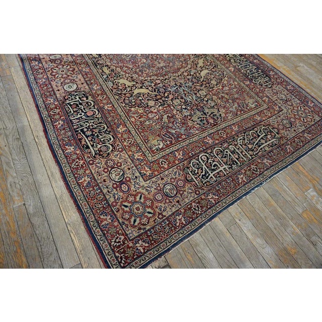 Late 19th Century 1890s Fine Floral Medallion Design Signed Late 19th Khorassan Moud Knotted Rug For Sale - Image 5 of 6