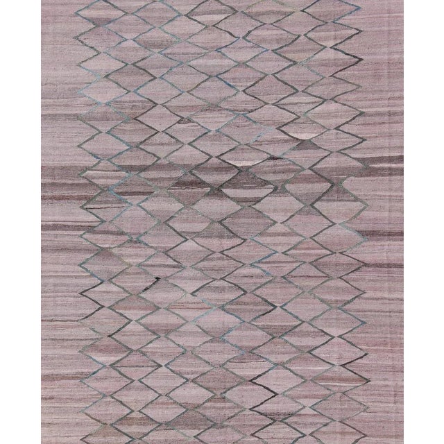 Modern Kilim Rug by Keivan Woven Arts, Wool, Diamond Pattern 8'10 X 11'7 For Sale - Image 4 of 13