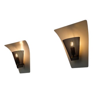 Perforated Metal Wall Lamps by Jacques Biny, France, 1960s, Set of 2 For Sale