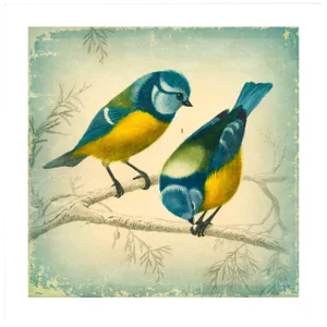Reproduction of an Antique '2 Birds' Archival Print