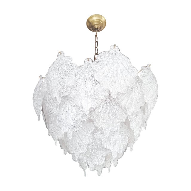 Mid-Century Modern Large Italian Murano Glass Leaf Ceiling Lamp from Mazzega, 1970s For Sale - Image 3 of 9