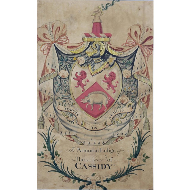 Watercolor on paper " The Armorial Ensign Of The Name Of Cassidy".