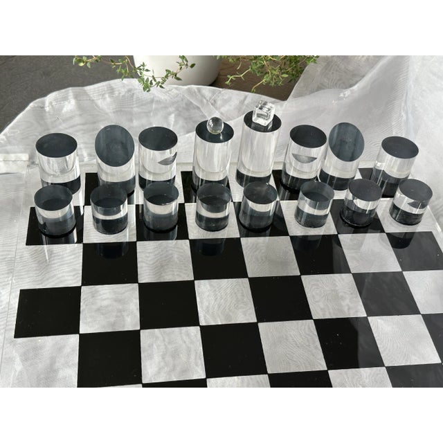 Mid Century Modern Acrylic Chess Set Game For Sale - Image 4 of 13