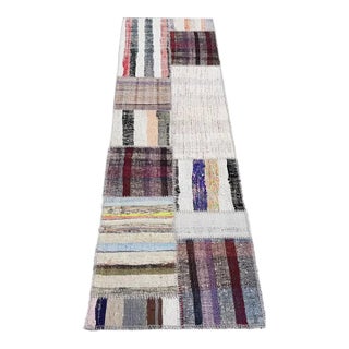 Mid 20th Century Natural Oushak Kilim Runner Rug For Sale