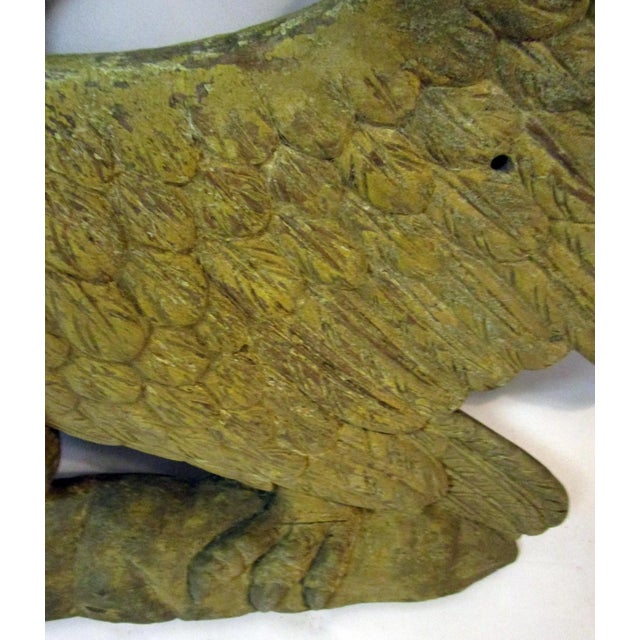 Late 19th Century Hand-Carved & Painted Wooden Eagle With Shield Bellamy Style For Sale - Image 9 of 10
