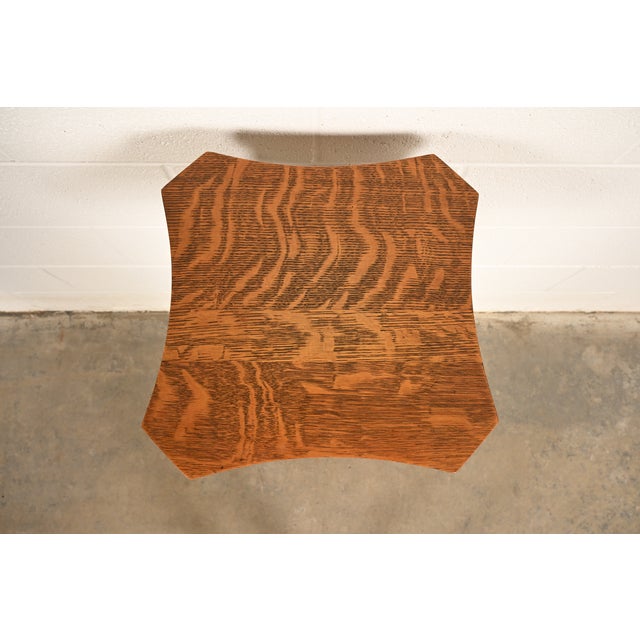 Stickley Brothers Style Antique Mission Tiger Oak Arts & Crafts Pedestal or Plant Stand, Circa 1910 For Sale - Image 11 of 12