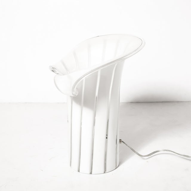 Mid-Century Hand-Blown Murano Cala Lilly Form White Uplights Signed Vetri Murano For Sale In New York - Image 6 of 14