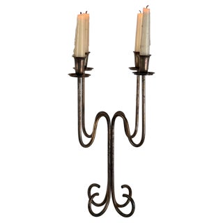 Italian Four-Arm Silverplate Candelabrum with Authentic Patina, 1930s For Sale