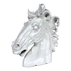 1960s Italian Faience Mid Century Hollywood Regency Terracotta Horse Head Sculpture