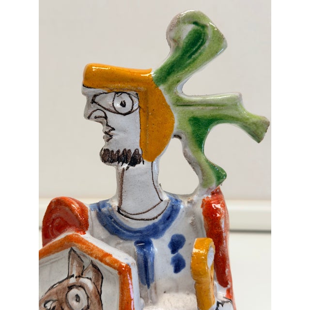 Ceramic Vintage De Simone Pottery 'Picasso-Inspired' Knight Pottery Piece For Sale - Image 7 of 8