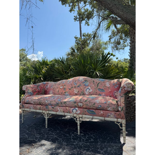 English Vintage Mark Hampton for Hickory Chair Camelback Floral Sofa For Sale - Image 3 of 6