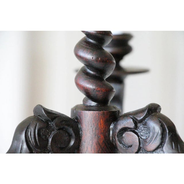 Brown 19th Century Carved Walnut Three-Arm Candelabra With Zoomorphic Feet For Sale - Image 8 of 13
