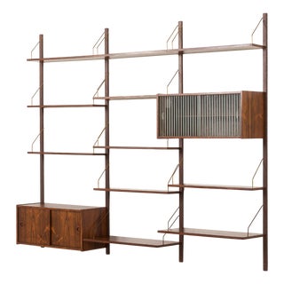 Vintage Wall Unit in Rosewood by Preben Sorensen for PS System Randers, Denmark, 1960s For Sale