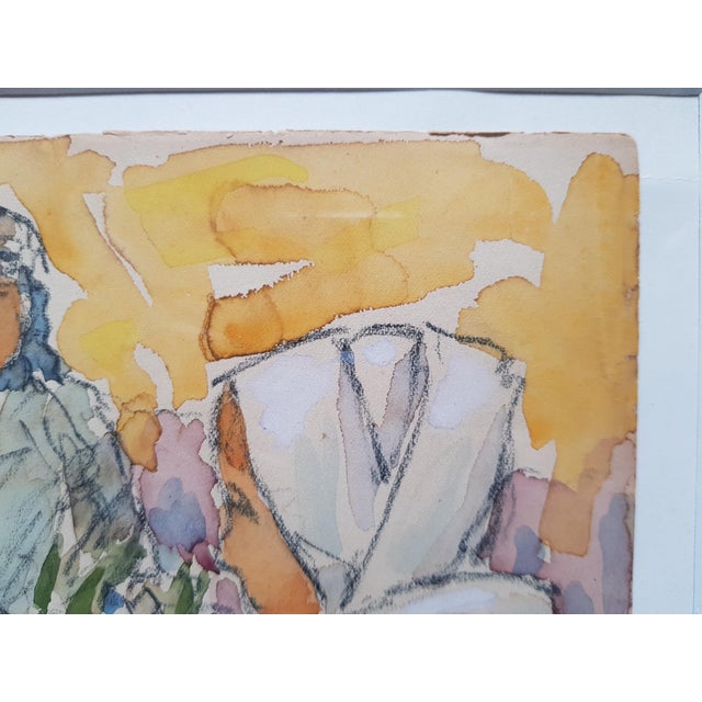 Moret Henry - Pont Aven - Watercolor Painting - Two Women in Brittany - Framed - Late 19th Century For Sale - Image 6 of 10