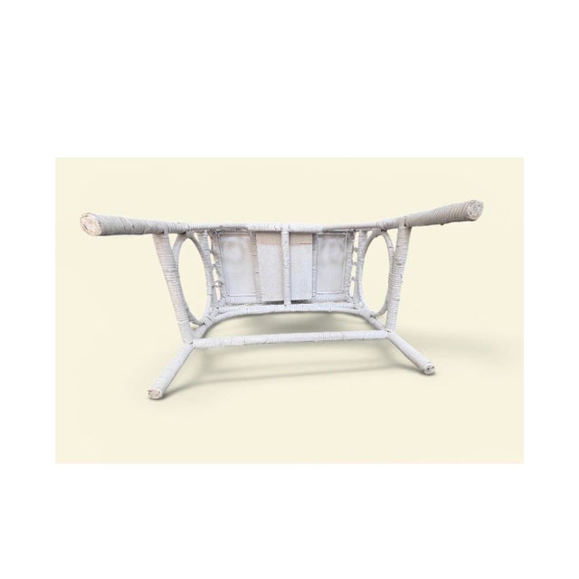 Vintage Child’s Palm Beach Style White Wicker Lift-Top Vanity Desk With Heart Mirror For Sale - Image 4 of 11