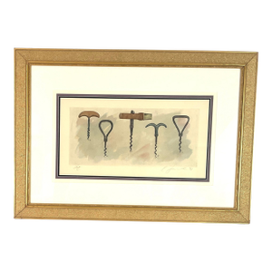 1990s Charles Leanard-“Corkscrews”-Hand Colored Etching, Hand Signed –1995 96s, Framed
