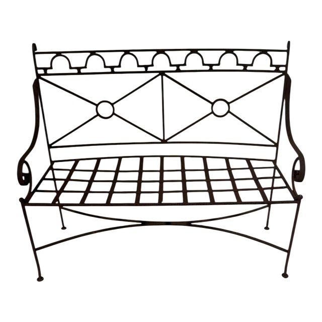 1960s French Country Iron Bench For Sale