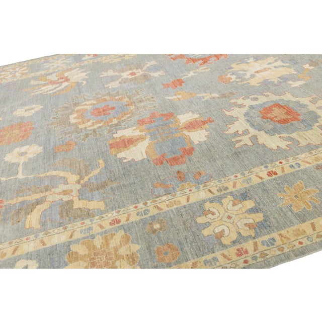 Contemporary Oushak Turkish-Inspired Floral Area Rug in Soft Earth Tones 12x16 For Sale - Image 11 of 11