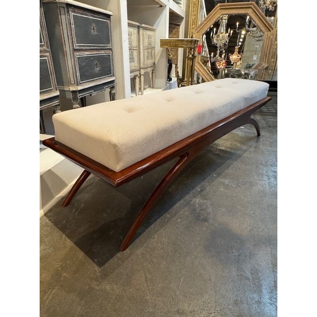 Large Italian Gio Ponti design walnut bench. Gio Ponti (1891–1979) was one of the most influential Italian designers of...