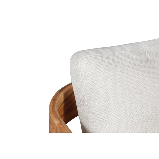 Wood Paradiso Outdoor Solid Teak Wood Chair - Grey Fabric For Sale - Image 7 of 9