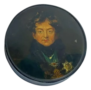 Samuel Raven Papier-Mache Snuff Box, King George IV After Thomas Lawrence