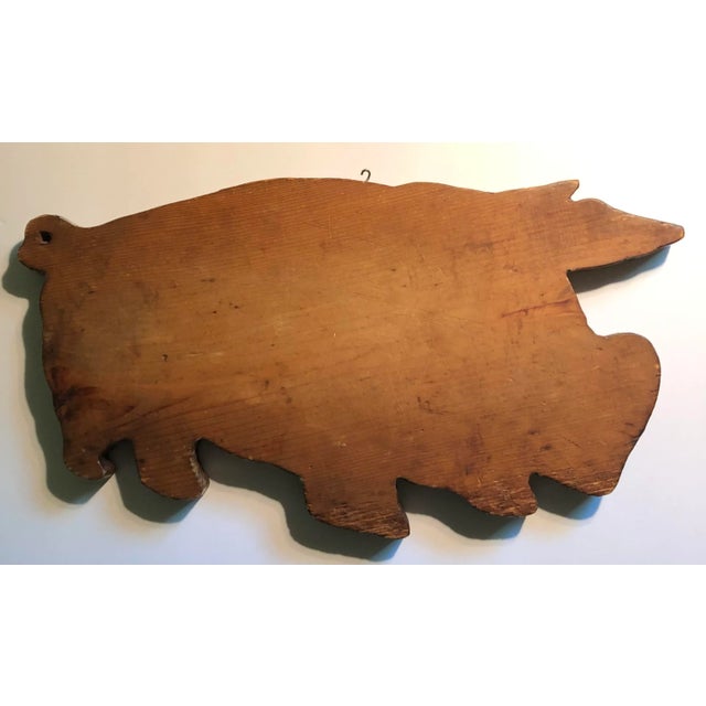 1970s 1970’s Wooden Folk Art Painted Pig Cut Out Wall Hanging For Sale - Image 5 of 6