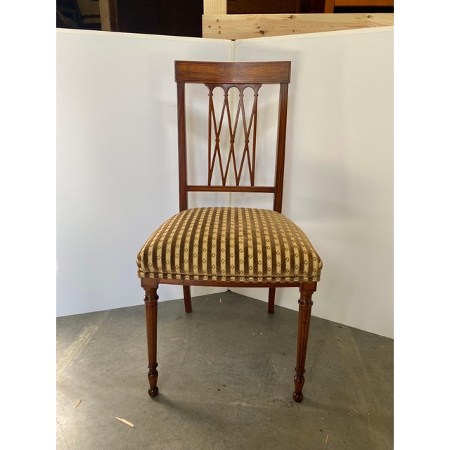 A Set of Four Antique Edwardian Inlaid Side Chairs For Sale - Image 4 of 13