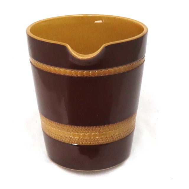 Vintage Mid Century Gresley Mocha Ware Pottery Measuring Pitcher by t.g