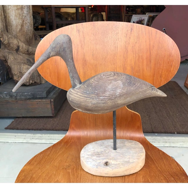 Wood Antique Carved Shorebird For Sale - Image 7 of 7
